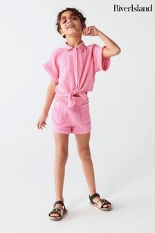 River Island Pink Girls Cheese Cloth Tie Shorts Set (781448) | ￥4,400