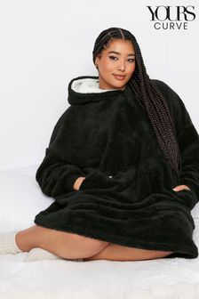 Yours Curve Black Snuggle Hoodie With Kangaroo Pocket (781460) | 185 SAR