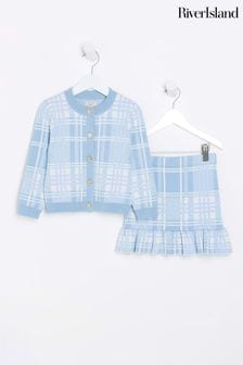 River Island Blue Mini Girls Check Frill Skirt Set (781543) | HK$360