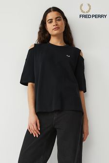 Fred Perry Womens Black Cut Out T-Shirt
