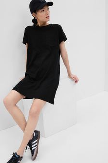 Noir - Robe t-shirt Gap à manches courtes et poche à col ras du cou (782200) | €23
