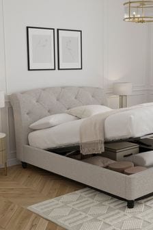 Wool Blend Natural Stone Hartford Collection Luxe Upholstered Ottoman Storage Bed Frame (782412) | €1,100 - €1,350