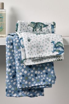 2 Pack Blue Dinos Kids Organic Cotton Muslin Comfort Blankets (782418) | €18