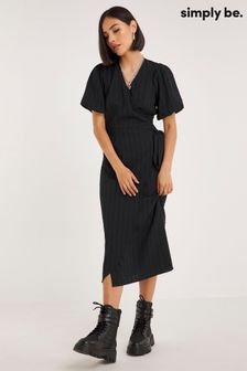 Simply Be Black Textured Wrap Midi Dress (782700) | €56