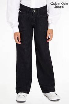 Czarne dziewczęce jeansy Calvin Klein Jeans z wysokim stanem i szerokimi nogawkami (783148) | 237 zł