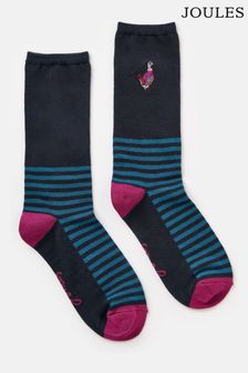 Joules Embroidered Navy/Purple Ankle Socks (783714) | ₪ 40