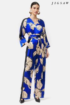 Jigsaw Blue Leaf Outline Silk Jumpsuit (783865) | 531 €