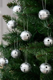 Set of 9 Silver Metal Bell Christmas Baubles (784165) | KRW6,000