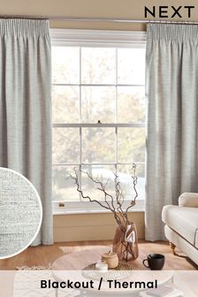Natural Textured Fleck Blackout/Thermal Pencil Pleat Curtains (784316) | SGD 143 - SGD 277