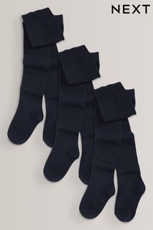 Tmavě modré - Sada 3 ks školních punčocháčů s vysokým obsahem bavlny (784348) | 415 Kč - 605 Kč