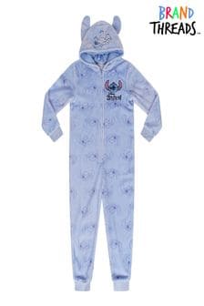 Brand Threads Blue Disney Stitch Girls Hooded Onesie (786883) | 124 QAR
