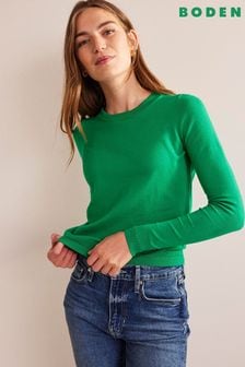 Boden Green Catriona Cotton Crew Jumper (787293) | kr779