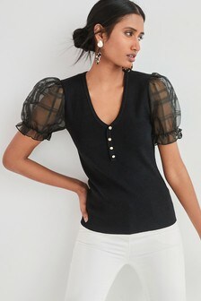 Lace Woven Sleeve Jumper