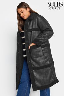 Yours Curve Black Bonded Faux Fur Coat (787361) | DKK352