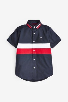 Chemise à manches courtes color block avec col en jersey (3-16 ans)