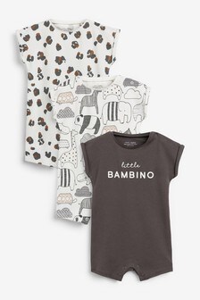 Lot de 3 barboteuses t-shirt (0-3 ans)