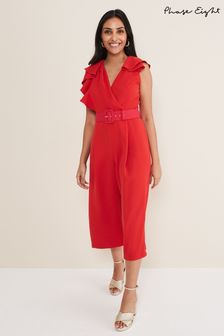 Phase Eight Petite Red Nicky Ruffle Jumpsuit (787937) | €79