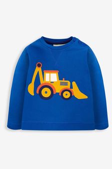 JoJo Maman Bébé Cobalt Blue Digger Appliqué Sweatshirt (788270) | $55