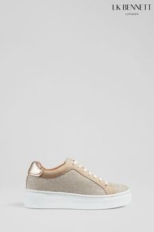 LK Bennett Beige Natural Fabric And Suede Flatform Trainers (788306) | $341