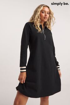 Simply Be Sportman Black Sweat Dress With Collar (788705) | AED144
