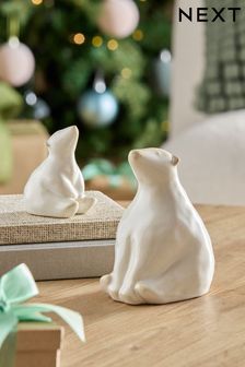 White Set of 2 Polar Bear Ornaments (788881) | LEI 108