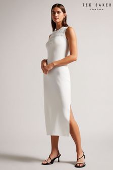 Ted Baker Polyan Stitch Detailed Bodycon White Dress (789422) | €105