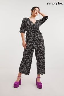Simply Be Black Spot plisse Culotte Jumpsuit (789549) | 27 €