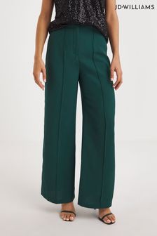 Zielone satynowe spodnie z szerokimi nogawkami JD Williams Petrol Magisculpt z tyłu (789713) | 240 zł
