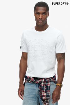 Superdry Winter White 100% Cotton Embossed Logo Graphic T-Shirt (789749) | $51