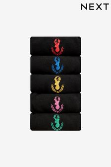 Black Wreath 5 Pack Embroidered Stag Socks (78J542) | $28