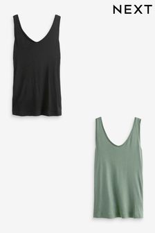 Black/Khaki Green Slouch Vests 2 Pack (790379) | AED60