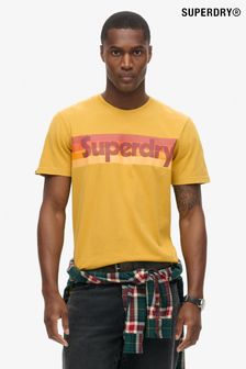 Oil Yellow - Superdry Retro Stripe Logo 100% Cotton T-shirt (790755) | kr630