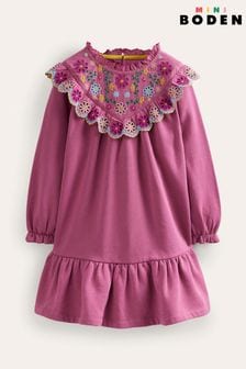 Boden Purple Broderie Yoke Sweatshirt Dress (790849) | AED189 - AED216