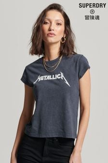 Superdry Black Metallica Cap Band T-Shirt (791208) | AED166