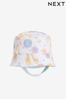 White Reversible Noahs Ark Print Baby Bucket Hat (0mths-2yrs) (791298) | €10