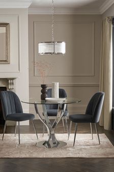 Chrome Tulip Glass Round 4 Seater Dining Table (791770) | €230