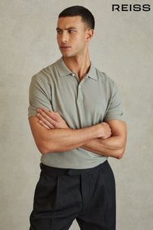 Reiss Dark Sage Peters Slim Fit Garment Dyed Embroidered Polo Shirt (791786) | €123