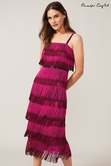 Phase Eight Pink Katalina Dip Dye Fringe Dress (792240) | ₪ 1,284