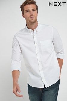 White Regular Fit Long Sleeve Oxford Shirt (792430) | $40