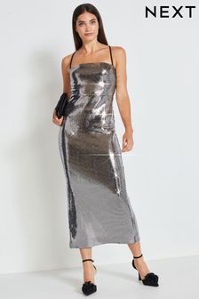 Silver Sequin Midi Dress (792900) | 168 zł