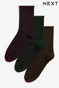 Black with Colour Super Sparkle Ankle Socks 3 Pack (793240) | €13