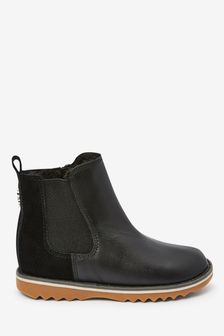Black Leather Standard Fit (F) Warm Lined Chelsea Boots (793256) | CA$74 - CA$85