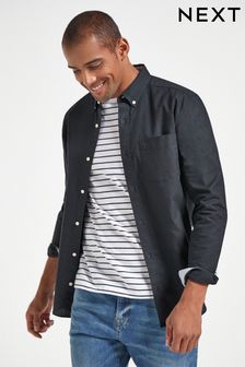 Черный - Обычный крой - Оксфордская рубашка с длинными рукавами (793673) | €28