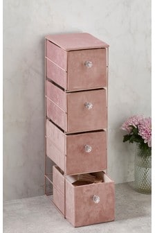 Розовый велюровый комод с ящиками