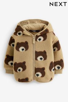 Tan Brown Bear Borg All Over Print Jacket (3mths-7yrs) (794002) | DKK154 - DKK168