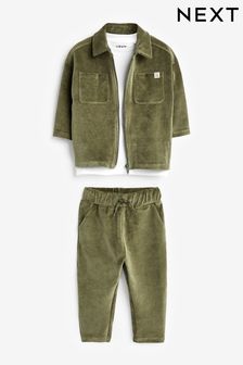 Khaki Green - Zip Through Jacket, T-shirt And Trousers 3 Piece Set (3mths-7yrs) (794452) | DKK182 - DKK213