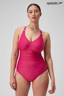 Speedo Pink Womens Shaping V-Neck 1 Piece Swimsuit (794554) | €78