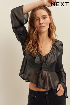 Блузка с длинными рукавами и завязкой спереди (794676) | €13