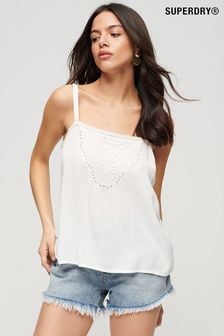 Superdry White Embroidered Cami Top (795406) | ₪ 151