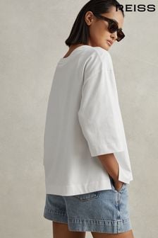Reiss White Cassie Oversized Cotton Crew Neck T-Shirt (795665) | AED346